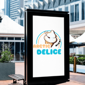 glace dans panneau publicité