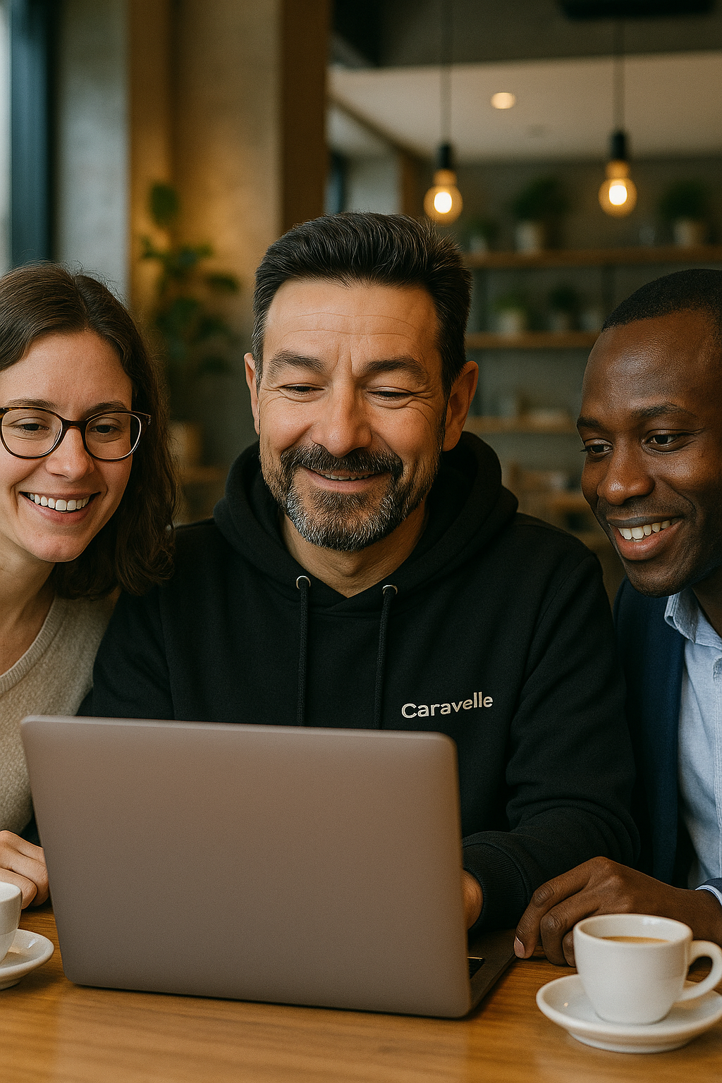 karim avec des clients pour leur site wordpress équipe développeurs